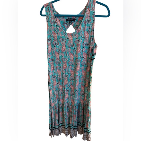 Ellen Tracy Sleeveless Paisley Dress | Size Large | Keyhole Back - Picture 1 of 11